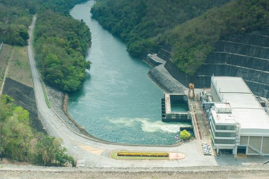 Powerhouse Srinakarin dam at kanchanaburi of Thailand