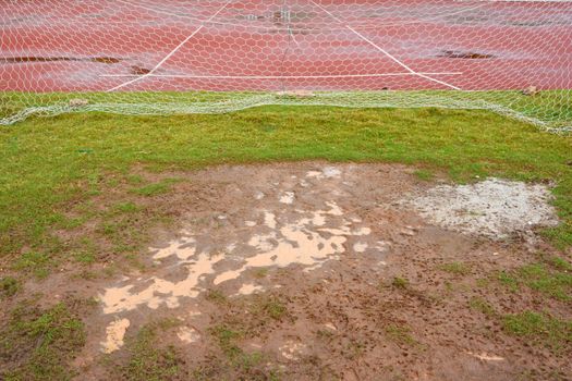 Wet football field