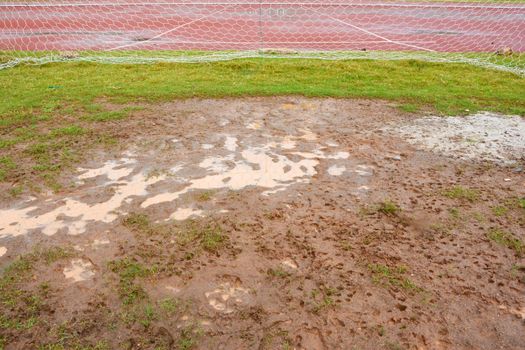 Wet football field