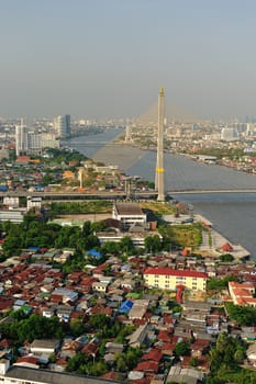 Bangkok city along chao praya river,Thailand