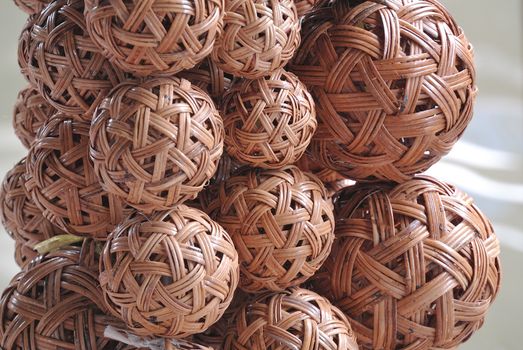 takraw balls on sale in floating market, THAILAND