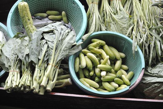 vegetable in traditional floating market , Thailand.