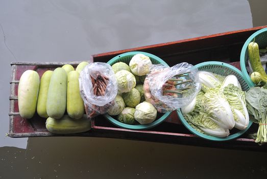 vegetable in traditional floating market , Thailand.