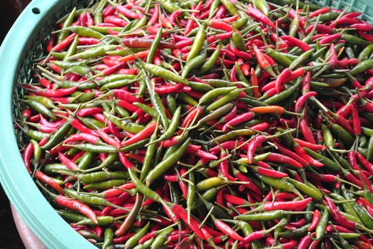 chilli in traditional floating market , Thailand.