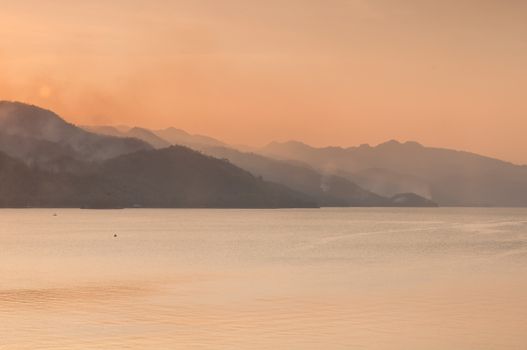 Scenic of Srinakarin dam at kanchanaburi of Thailand