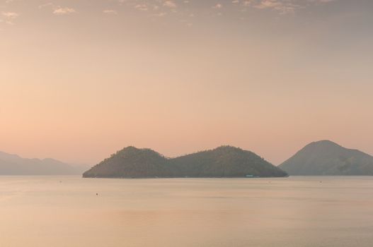 Scenic of Srinakarin dam at kanchanaburi of Thailand