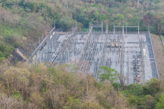 Powerhouse Srinakarin dam at kanchanaburi of Thailand