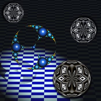 Abstract Spheres on a chess like background