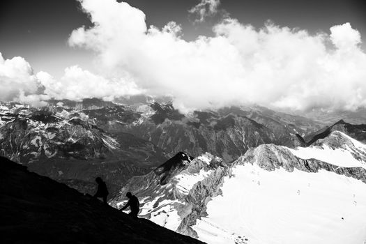 Trekking in high Alps mountains Austria