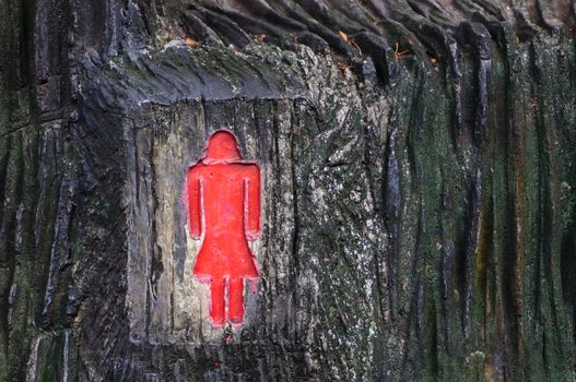 Female toilet signs.
Made of wood.