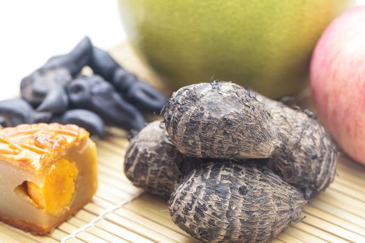 Mid-Autumn Festival moon cake on white background