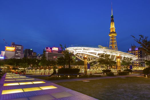 Nagoya city skyline with Nagoya Tower in Japan