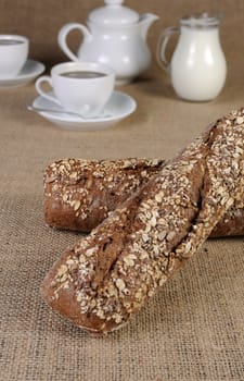 Baguette from rye flour with different cereals