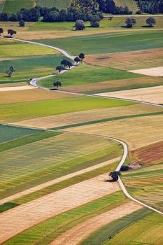 Aerial view of agricultural fields