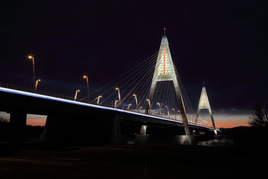 Highway bridge with night light