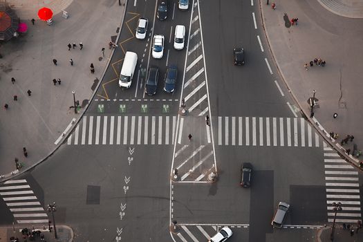 Intersection of urban roads with no traffic