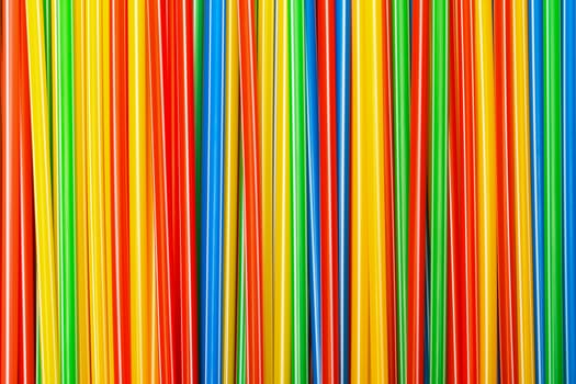 Background of Colored Plastic Drinking Straws, closeup