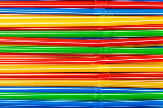 Background of Colored Plastic Drinking Straws, closeup