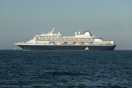 Cruiseship heading out at the sea