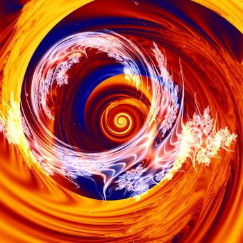 An illustration of a vortex of colors