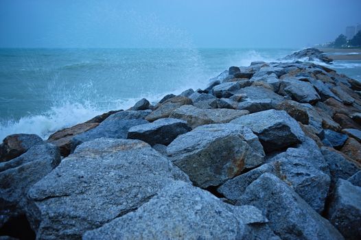 Pier/Breakwater at Rayong beach, Thailand.