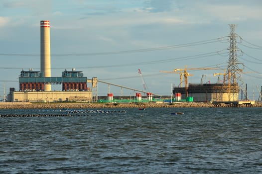 industrial power plant in the sea.