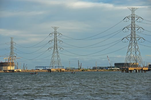 industrial power plant in the sea.