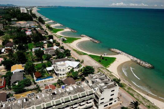 Erosion of Rayong province, the Gulf of Thailand.