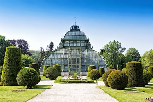 Botanical garden near Schonbrunn palace in Vienna, Austria