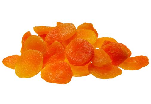 juicy dried apricots on a white background isolation