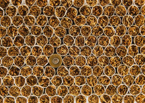 background of a large Number of cigarettes and one sleeve
