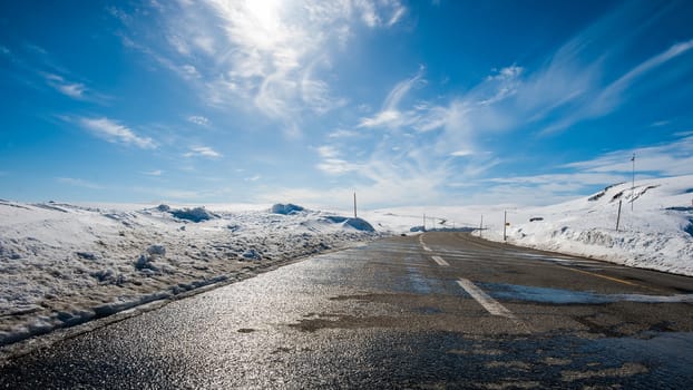 A road over the Norwegian national park Hardangervidden