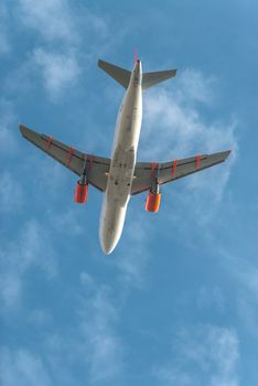 Photo of Tranquil sky with airplane traveling