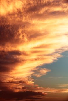 Dramatic sky with beautiful sunset outdoors in nature