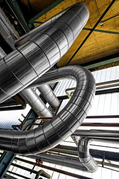 Large industrial pipes in a thermal power plant