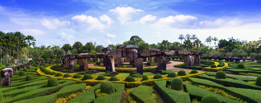 Stonehenge Panorama in Nong Nooch Garden. Pattaya, Thailand.