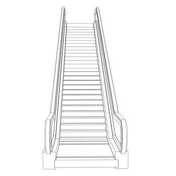 Sketch escalator. Wire frame render on white background