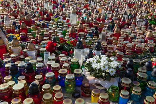 Memorial candles in memory of the fallen