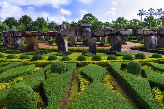 Elements of the French Garden near Stonehenge. Thailand.