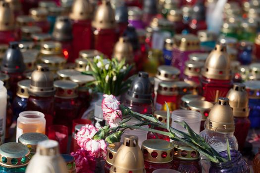 Memorial candles in memory of the fallen