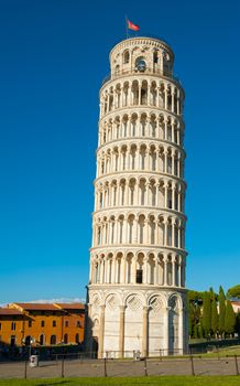 Famous leaning Tower of Pisa in Italy in a daytime