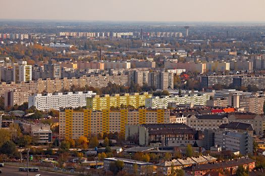 View over a suburban area with big blocks of flats