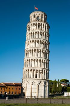 Famous leaning Tower of Pisa in Italy in a daytime