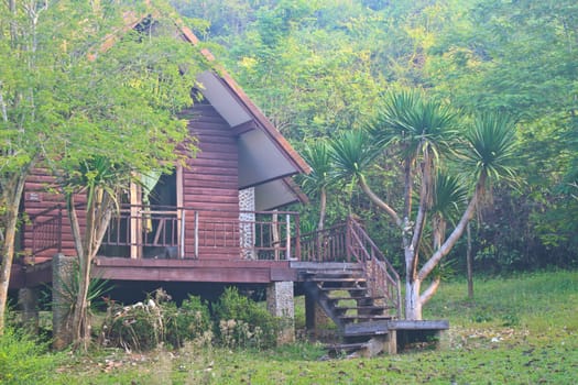 wooden house and garden architecture design, Thailand