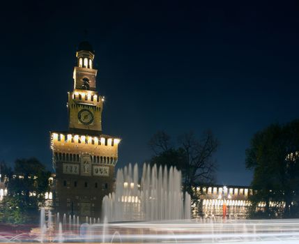 View of Sforzesco castle in Milan, Italy