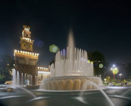 View of Sforzesco castle in Milan, Italy
