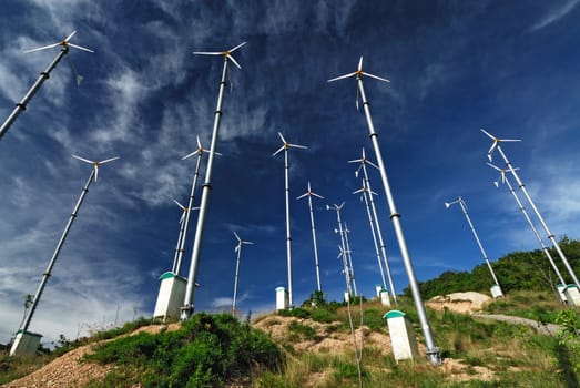 Wind mill power plant on Larn island,Pattaya city,Thailand