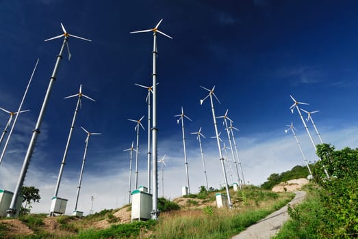 Wind mill power plant on Larn island,Pattaya city,Thailand