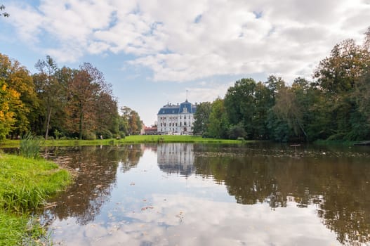 Beautiful park and castle in Pszczyna, Poland