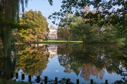 Beautiful park and castle in Pszczyna, Poland